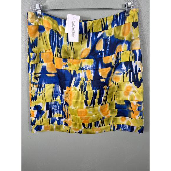 Calvin Klein Women's Size 16 Multicolor Abstract Graphic Tiered Pencil Skirt NWT - Picture 8 of 10